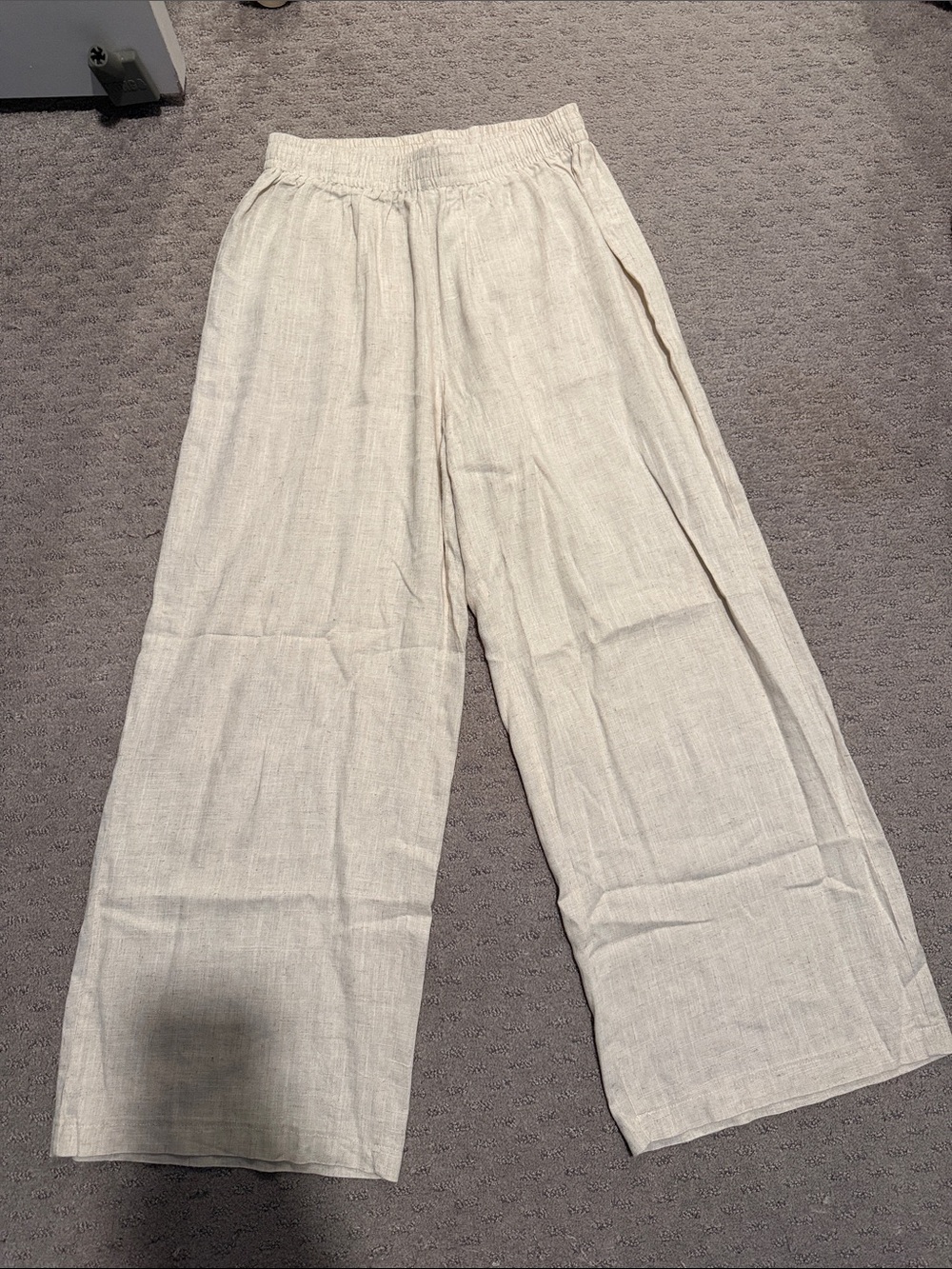 Princess Polly Light Cream Wide-Leg Linen-Blend Pants
